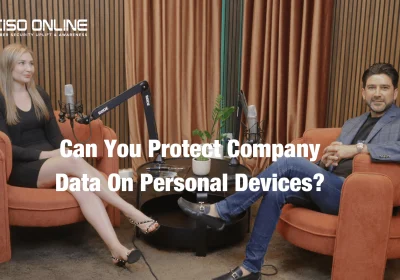 Illustration showing secure access to company data on personal devices like laptops and smartphones